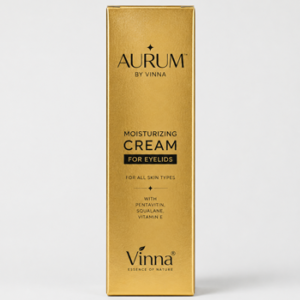 کرم آبرسان دور چشم و پلک وینا آرم با طلا، بسته‌بندی طلایی Vinna Aurum